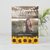 Invitation Tournesol rustique Photo 2025 Graduation Party (Debout devant)