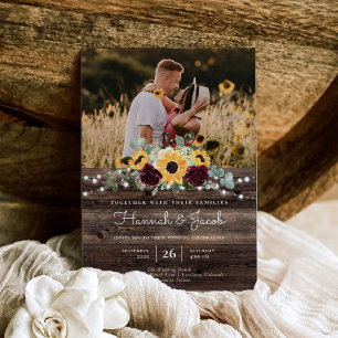 Invitation Tournesol rustique Photo Barne Mariage en bois