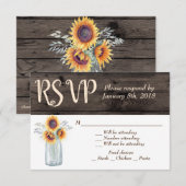 Invitation Tournesol Rustique Pot en Grès Bois Campagne RSVP (Devant / Derrière)