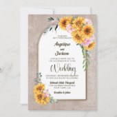 Invitation Tournesol Rustique Rose Mariage Arch (Devant)
