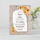 Invitation Tournesol Rustique Rose Mariage Arch (Debout devant)
