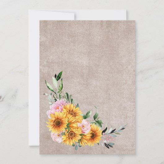 Invitation Tournesol Rustique Rose Mariage Arch (Dos)