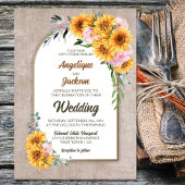 Invitation Tournesol Rustique Rose Mariage Arch