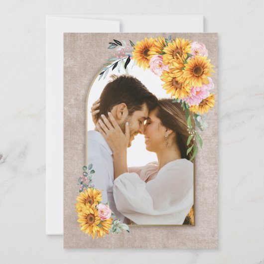 Invitation Tournesol Rustique Rose Mariage Arch (Dos)