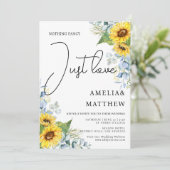 Invitation Tournesol rustique Script Just Love Greenery Maria (Debout devant)