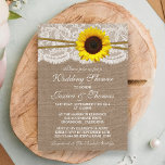 Invitation Tournesol Rustique Sur Burlap & Wedding shower Den<br><div class="desc">Ces tournesols sur burlap rustique et vintages invitations de wedding shower en dentelle blanche feront le faire-part parfait pour toute mariée et mariée à être! Le design comprend un joli tournesol sur un arrière - plan rustique effet burlap avec un habillage romantique vintage effet dentelle blanche. Ces invitations peuvent être...</div>