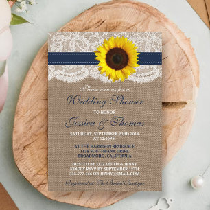 Invitation Tournesol Rustique Sur Burlap & Wedding shower Den