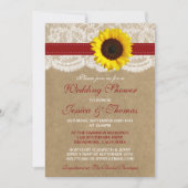 Invitation Tournesol Rustique Sur Kraft & Wedding shower Dent (Devant)