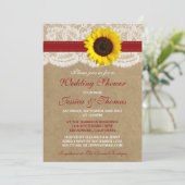 Invitation Tournesol Rustique Sur Kraft & Wedding shower Dent (Debout devant)