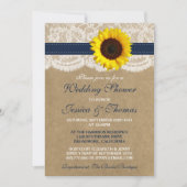 Invitation Tournesol Rustique Sur Kraft & Wedding shower Dent (Devant)