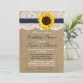 Invitation Tournesol Rustique Sur Kraft & Wedding shower Dent (Debout devant)