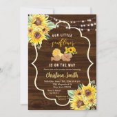 Invitation Tournesol Rustique Sur Le Chemin Baby shower Fille (Devant)
