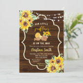 Invitation Tournesol Rustique Sur Le Chemin Baby shower Fille (Debout devant)