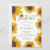 Invitation Tournesol rustique Sweet 16 Anniversaire (Devant)