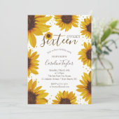 Invitation Tournesol rustique Sweet 16 Anniversaire (Debout devant)