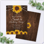 Invitation Tournesol rustique Sweet 16 lumières à cordes d'an<br><div class="desc">Ce design présente de jolis tournesols aquarelles peints sur un arrière - plan en bois rustique agrémenté de lampes à cordes. Cliquez sur le bouton personnaliser pour plus de flexibilité dans la modification du texte ou le déplacement des graphiques! Des variantes de cette conception ainsi que des produits de coordination...</div>