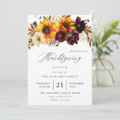 Invitation Tournesol rustique & Thanksgiving Floral Bourgogne (Debout devant)