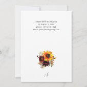 Invitation Tournesol rustique & Thanksgiving Floral Bourgogne (Dos)