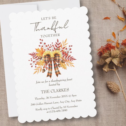Invitation Tournesol rustique & Thanksgiving Plaid