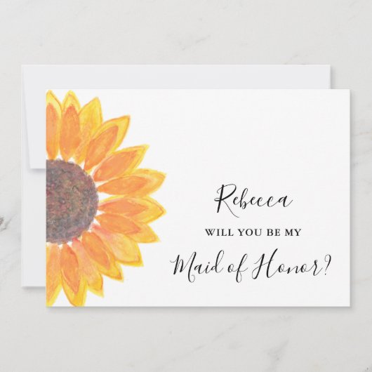 Invitation Tournesol rustique, tu seras ma femme d'honneur (Devant)