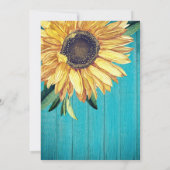 Invitation Tournesol rustique Turquoise bois Fête des mariées (Dos)