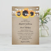 Invitation Tournesol Rustique Vintage Burlap Mariage dentelle (Debout devant)