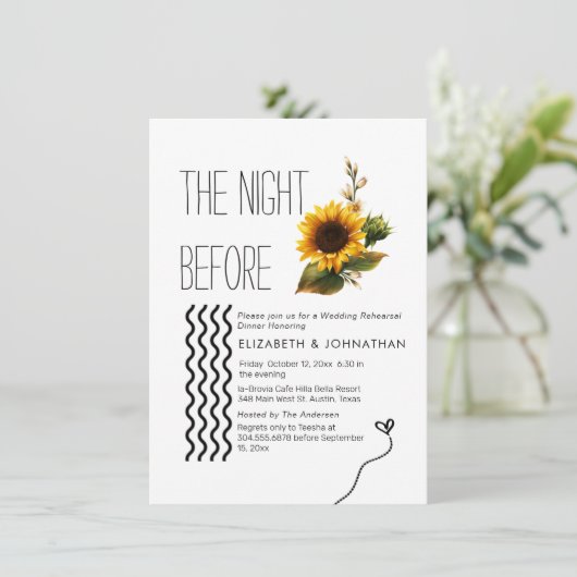 Invitation Tournesol Script Minimal La Nuit Avant (Debout devant)