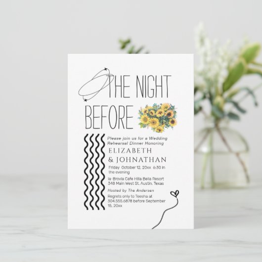 Invitation Tournesol Script Minimal La Nuit Avant (Debout devant)