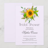 Invitation Tournesol simple et Fête des mariées vert pourpre (Devant / Derrière)