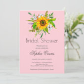 Invitation Tournesol simple et Fête des mariées verte rose (Debout devant)