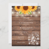 Invitation Tournesol String éclats Mason Jar Rustique Mariage (Devant)