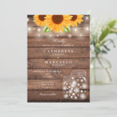 Invitation Tournesol String éclats Mason Jar Rustique Mariage (Debout devant)