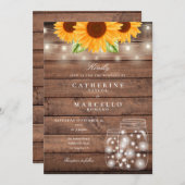 Invitation Tournesol String éclats Mason Jar Rustique Mariage (Devant / Derrière)