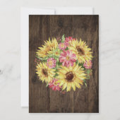 Invitation Tournesol sur Bois Rustique Réception de Mariage à (Dos)