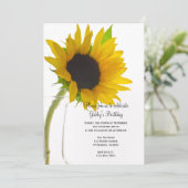 Invitation Tournesol sur la fête d'anniversaire blanche (Debout devant)