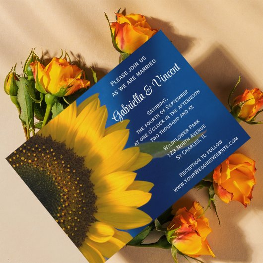 Invitation Tournesol sur Mariage bleu