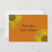Invitation Tournesol sur Orange Mariage Flat Merci Notes (Devant)
