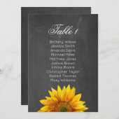 Invitation Tournesol. Tableau des sièges mariages à fleurs en (Devant / Derrière)