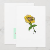 Invitation Tournesol, thème floral (Devant / Derrière)