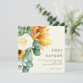 Invitation Tournesol Tournesol clair Mariage Carré jaune (Debout devant)