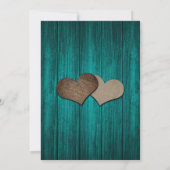 Invitation Tournesol Turquoise bois rustique Mariage dentelle (Dos)