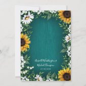 Invitation Tournesol turquoise Pays Mariage rustique Invitati (Dos)