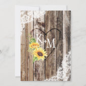 Invitation Tournesol Vache Crâne Grange Bois Fête des mariées (Dos)