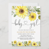 Invitation Tournesol vert blanc jaune baby shower fille (Devant)