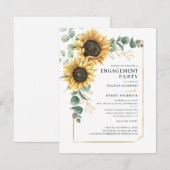 Invitation Tournesol Vert Fleur Parti d'engagement Floral (Devant / Derrière)