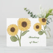 Invitation Tournesol vert modèle floral penser à vous! Po (Debout devant)