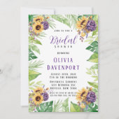 Invitation Tournesol vert violet Fête des mariées florale (Devant)
