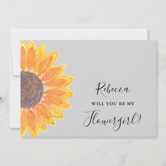 Invitation Tournesol, veux-tu être ma demoiselle d'honneur gr (Devant)
