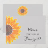 Invitation Tournesol, veux-tu être ma demoiselle d'honneur gr (Devant / Derrière)