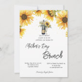 Invitation Tournesol Vin Bouteille Verre Fête des Mères Brunc (Devant)